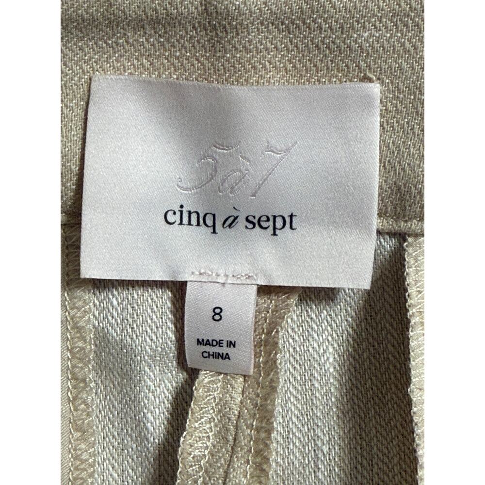 Cinq à Sept Arlene Tailored Fit Linen Blend Pants, Khaki, Size 8 - Picture 7 of 9